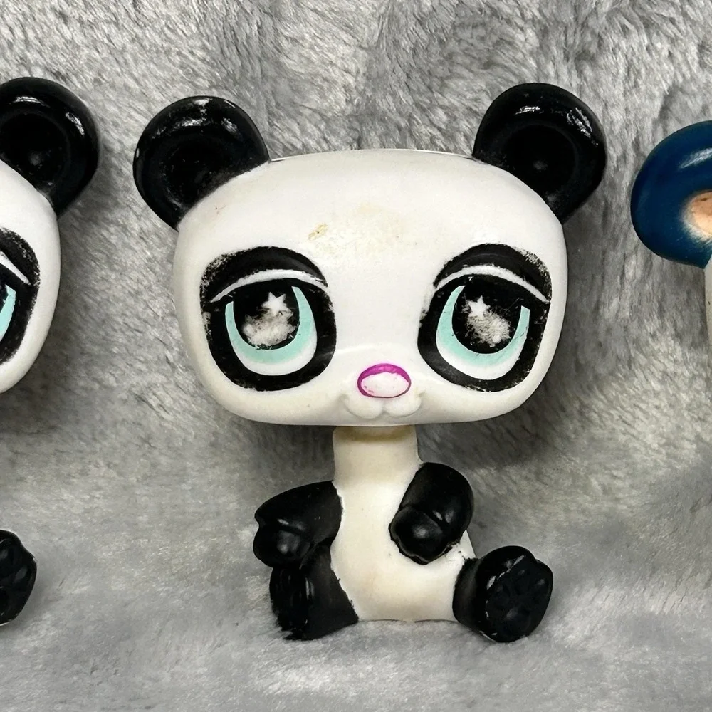 Littlest Pet Shop Panda Bears Lot of 4‎ LPS Figures Black White Blue